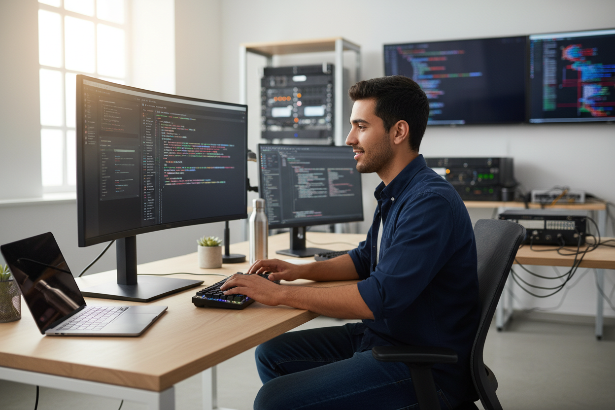 A young person with the IT minijob